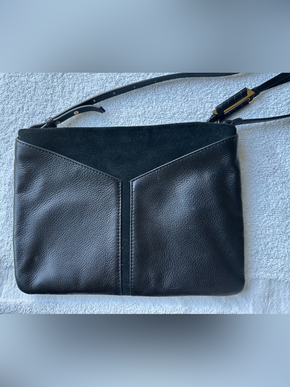 Covet by Stella & Dot Classic Black Leather & Suede Crossbody Bag - used once